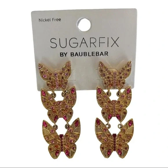 $10 SALE! 
BaubleBar Stacked Metallic Butterfly Drop Earrings - Picture 2 of 4